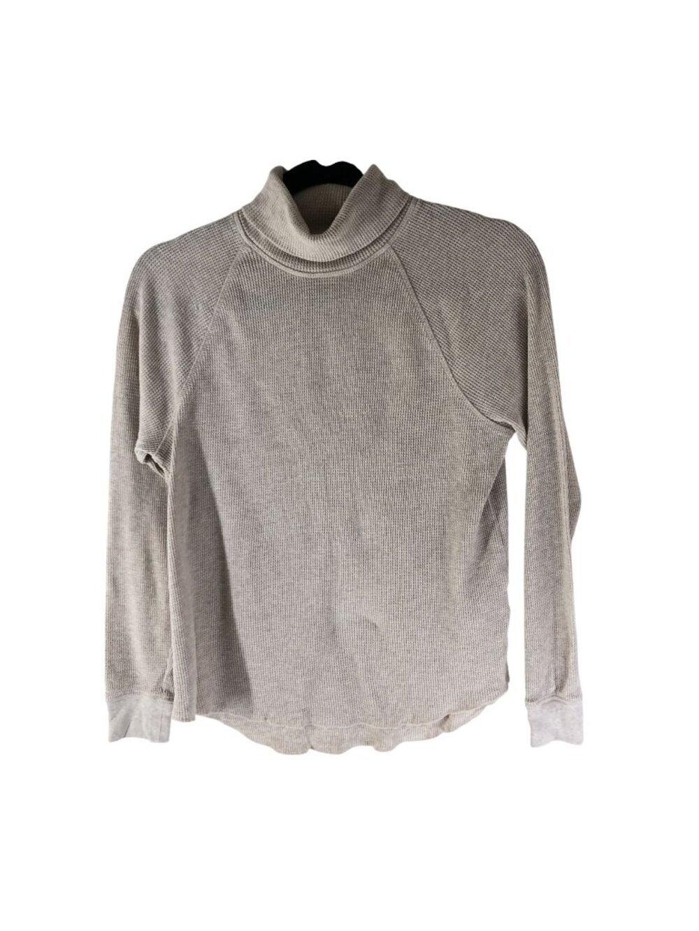Everlane The Organic Cotton Waffle Turtleneck Beige Knit Thermal Shirt Top S